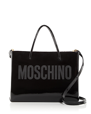 Moschino Logo Shoulder Bag In Black