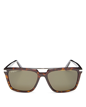 Ferragamo Men's Square Sunglasses, 57mm In Tortoise/green