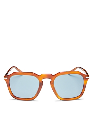 Persol Men's Sun 50 Keyhole-bridge Square Sunglasses In Havana/blue