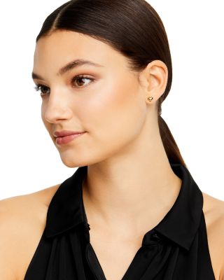 Puffed Heart Studs in 14K Yellow Gold 