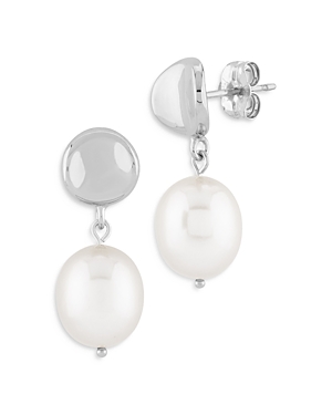 Bloomingdale's Cultured Freshwater Pearl Drop Earrings In Sterling Silver - 100% Exclusive In White/silver