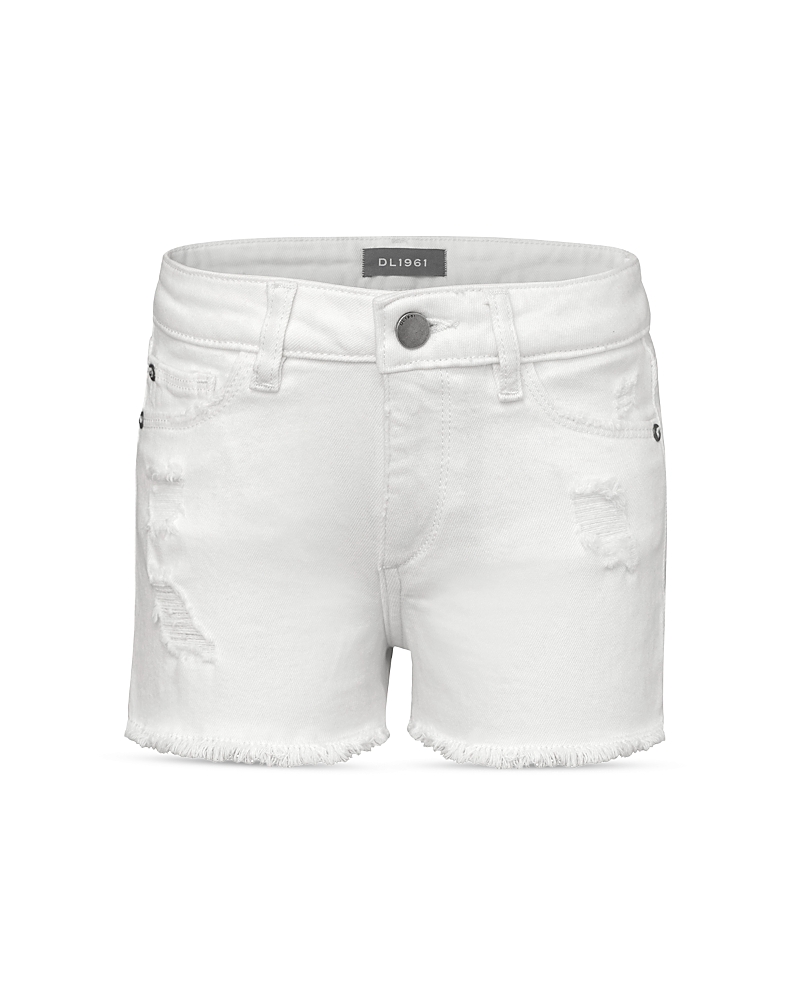 DL DL1961 GIRLS' LUCY WHITE DISTRESSED SHORTS - LITTLE KID