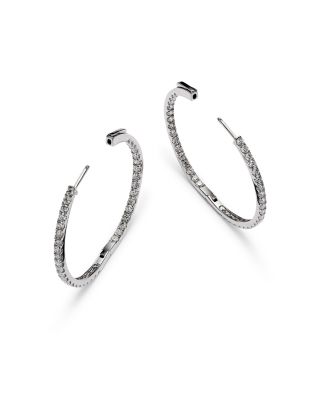 Diamond Inside Out Hoop Earrings in 14K White Gold, 2.90 tcw 