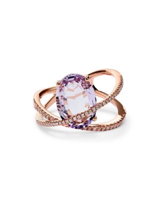 Amethyst and Diamond Statement Ring in 14K Rose Gold&amp;nbsp;