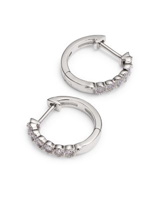 Diamond Milgrain Huggie Hoop Earrings in 14K White Gold, 0.10 tcw 