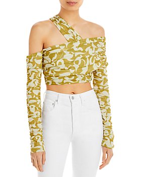 Nicholas - Mira Printed Off-the-Shoulder Cropped Top
