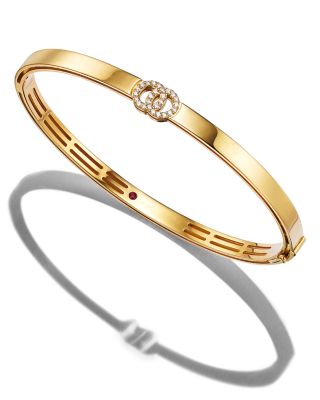 18K Yellow Gold Double O Diamond Hinged Bracelet - 150th Anniversary Exclusive