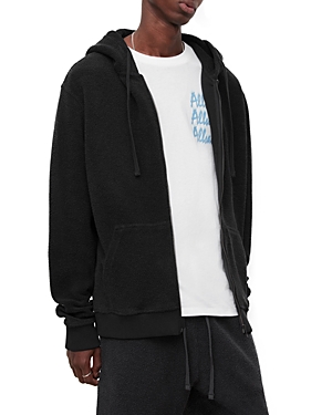 ALLSAINTS JACKSON COTTON FLEECE SOLID RELAXED FIT FULL ZIP HOODIE
