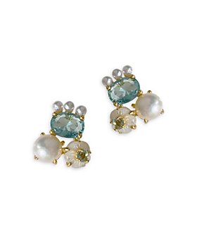 Nicola Bathie - Abstract Paris Blue Stone Stud Earrings