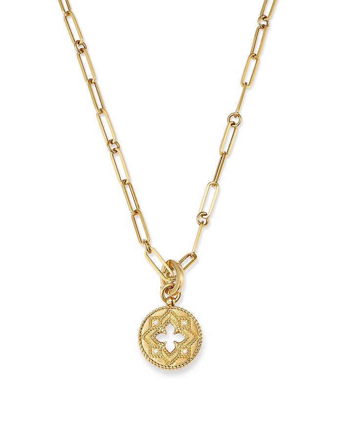 Roberto Coin - Venetian Princess Diamond Dog Tag Pendant Necklace in 18K Yellow Gold