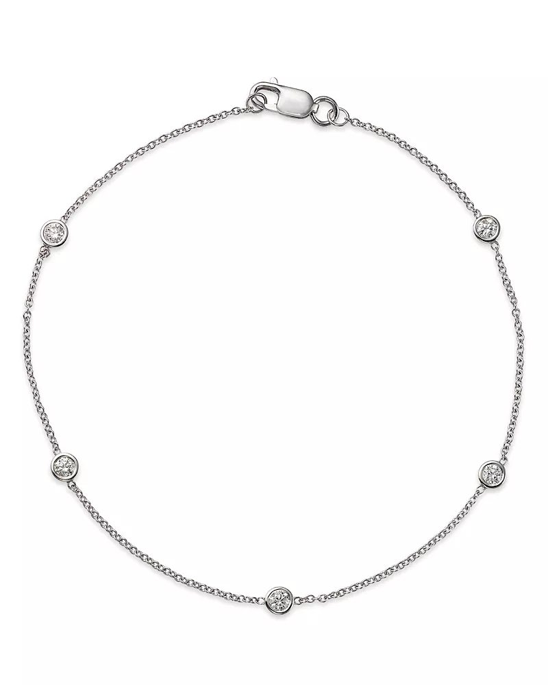 Diamond Station Bracelet in 14K White Gold, .25 tcw