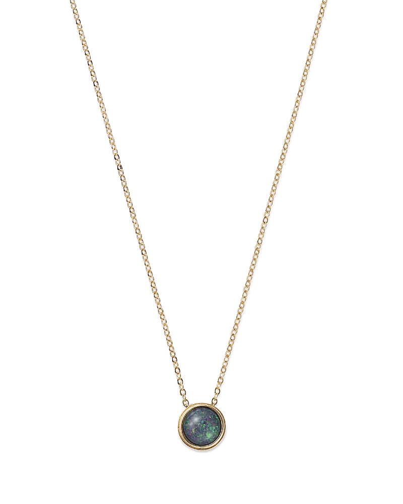 Bloomingdale's Black Opal Bezel Set Pendant Necklace In 14k Yellow Gold, 17 - Exclusive In Blue/gold