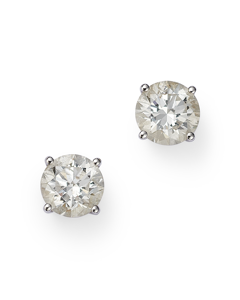 Bloomingdale's Colorless Certified Round Diamond Stud Earring In 18k White Gold, 2.0 Ct. T. W. - Exclusive In White
