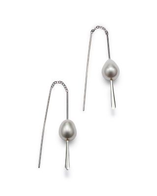 Sterling Silver and Cultured Freshwater Pearl Threader Earrings, 9mm 