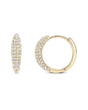 Shop Zoe Lev 14k Yellow Gold Diamond Pave Dome Huggie Hoop Earrings