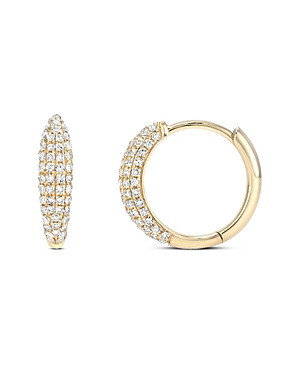 Zoe Lev 14k Yellow Gold Diamond Pave Dome Huggie Hoop Earrings In Gold