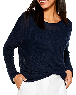 Nic + Zoe Vital Balloon Sleeve Recycled Cotton Blend Sweater In Dark Indigo