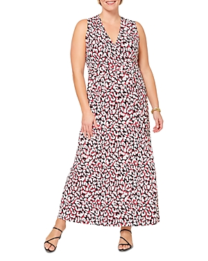 Leota Plus Leopard Print Faux Wrap Maxi Dress In Brushstroke Leopard Dove