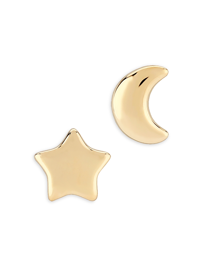 Bloomingdale's Star & Moon Mismatch Stud Earrings In 14k Yellow Gold - Exclusive In Gold