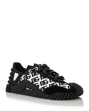 Dolce & Gabbana Men's Calfskin Nappa Portofino Sneakers With Dg Logo Print In Multi
