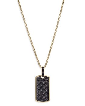 Bloomingdale's - Men's Black Diamond Dog Tag Pendant Necklace in 14K Yellow Gold, 0.50 ct. t.w. - 100% Exclusive
