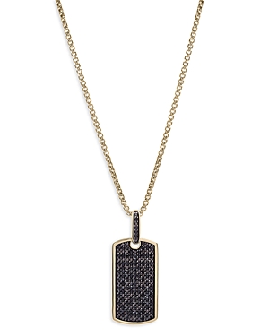 Bloomingdale's Men's Black Diamond Dog Tag Pendant Necklace In 14k Yellow Gold, 0.50 Ct. T.w. - 100% Exclusive In Black/gold