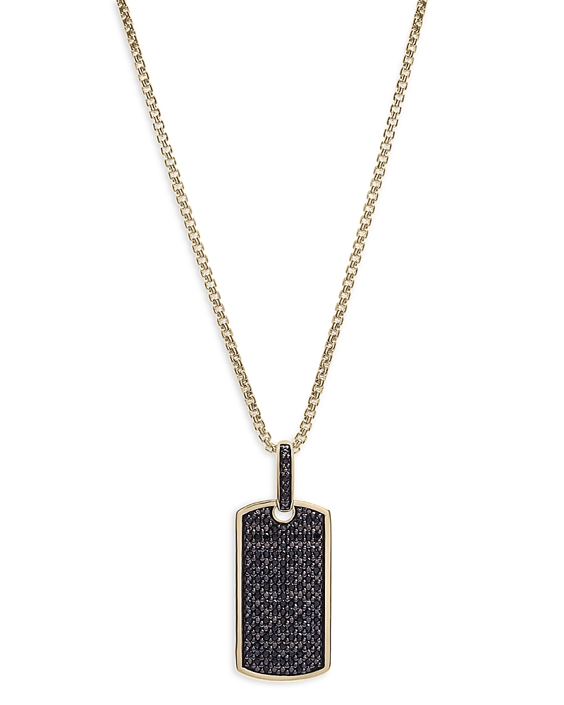 Bloomingdale's Men's Black Diamond Dog Tag Pendant Necklace In 14k Yellow Gold, 0.50 Ct. T. W. - Exclusive In Black/gold