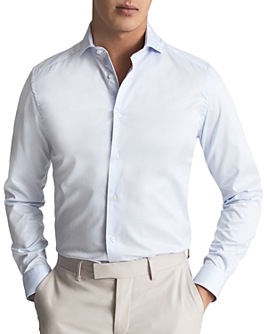 Shop Reiss Storm Slim Fit Two Fold Twill Shirt In Soft Blue