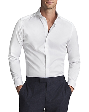 Reiss Storm Slim Fit Two Fold Twill Shirt In White