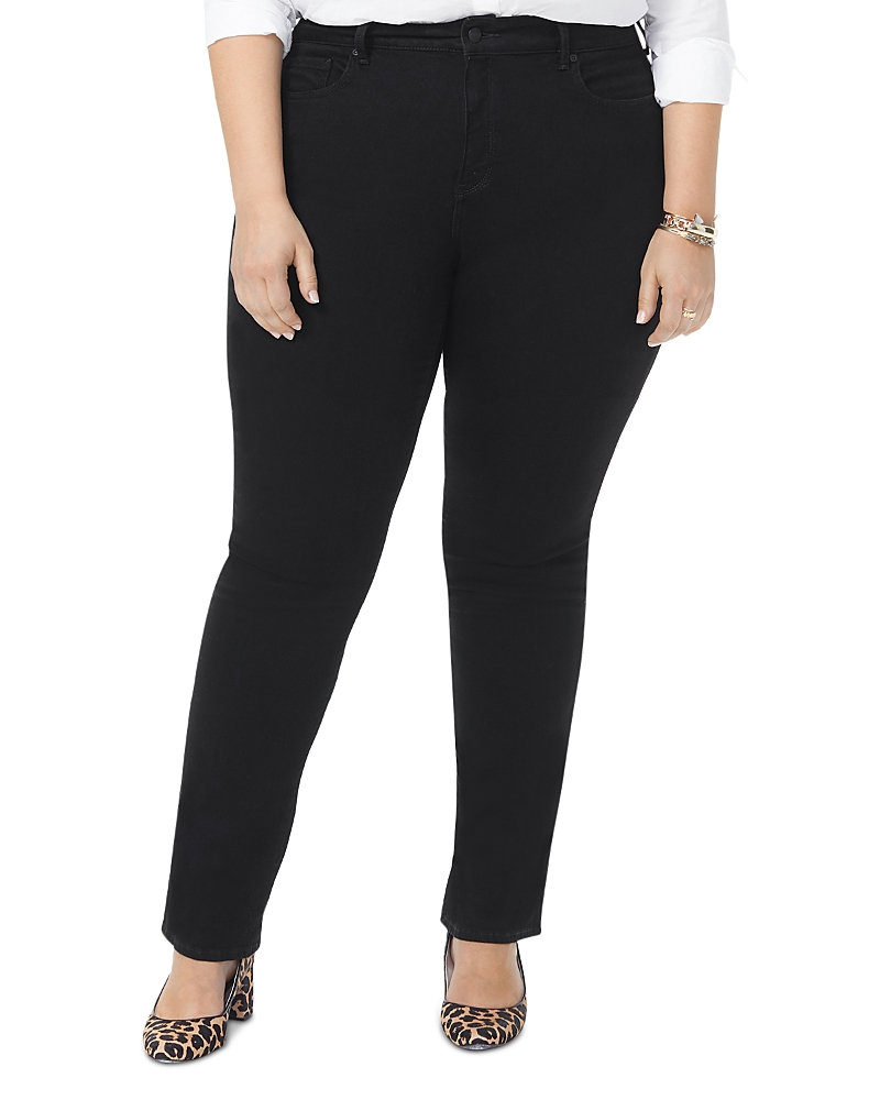 Nydj Plus Marilyn High Rise Straight Jeans in Black