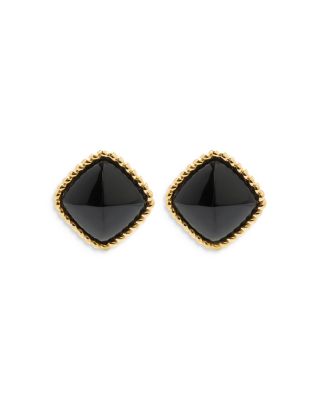 Capucine De Wulf - Blandine Black Stud Earrings in 18K Gold Plate