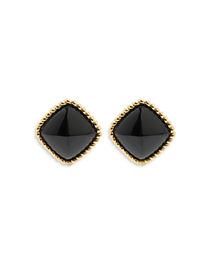 Blandine Black Stud Earrings in 18K Gold Plate