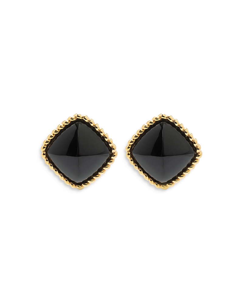 Capucine De Wulf Blandine Black Stud Earrings In 18k Gold Plate In Black