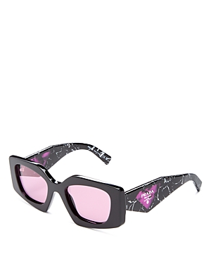 Prada Women's Irregular Square Sunglasses, 51mm In Black/pink