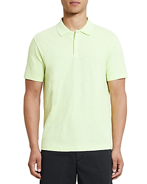Theory Bron Cotton Regular Fit Polo Shirt In Lime