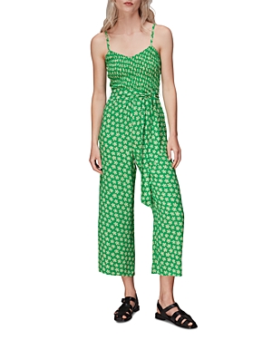 Shop Whistles Daisy Check Print Jumpsuit In Green/multi