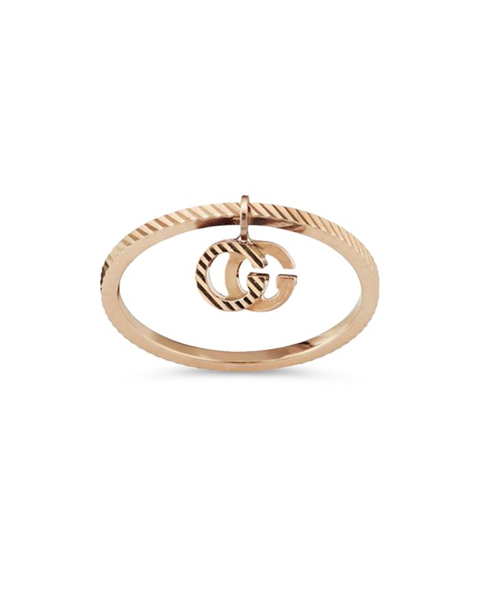 Gucci - 18K Rose Gold Running Double G Dangle Ring