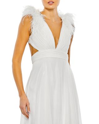 Feather Cut Out Long Dress