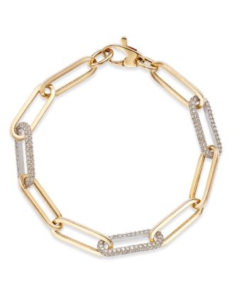 Bloomingdale's Diamond Paperclip Bracelet in 14K Yellow Gold, 2.40 ct ...