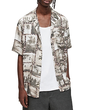ALLSAINTS FOTO RELAXED FIT SHORT SLEEVE PRINTED CAMP SHIRT