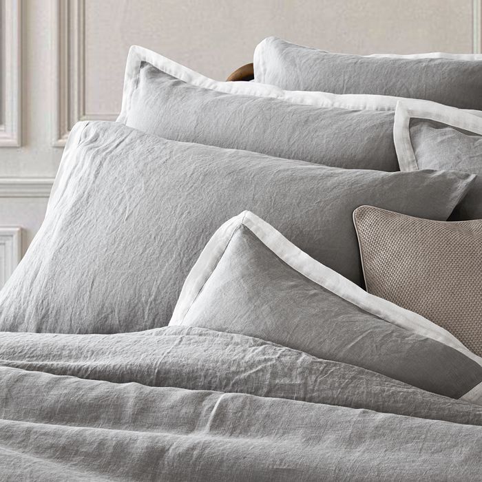 Shop Amalia Home Collection Stonewashed Linen Euro Sham - 100% Exclusive In Grey/white