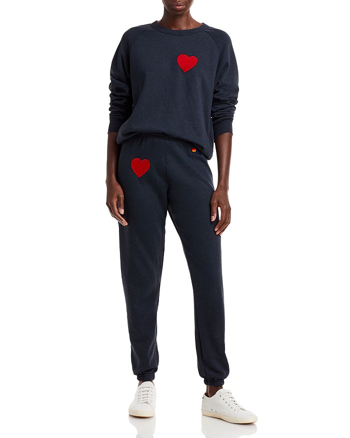 Aviator Nation Heart Appliqué Sweatshirt & Heart Appliqué Joggers
