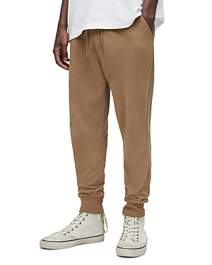 Allsaints Raven Cotton Embroidered Logo Slim Fit Sweatpants In Ash Khaki