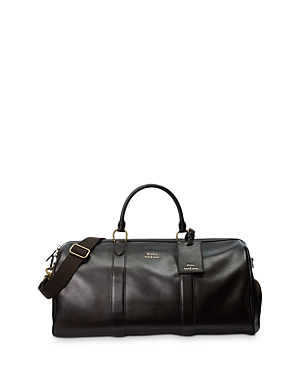 Shop Polo Ralph Lauren Smooth Leather Duffel In Dark Brown