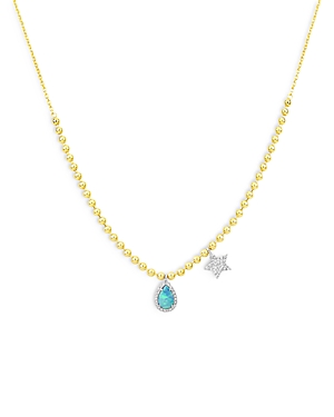 Meira T 14k Yellow & White Gold Opal Teardrop & Diamond Star Necklace, 18 In Blue/gold