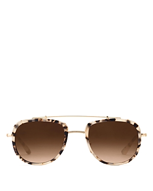 Krewe Breton Matte Oyster 24k Navigator Sunglasses In Havana/brown Gradient