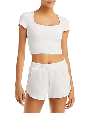 Alo Yoga Terry High-waisted Beachside Shorts In Ivory