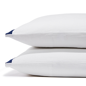 Amalia Home Collection Stonewashed Linen Standard Pillowcase, Pair - 100% Exclusive In White/navy