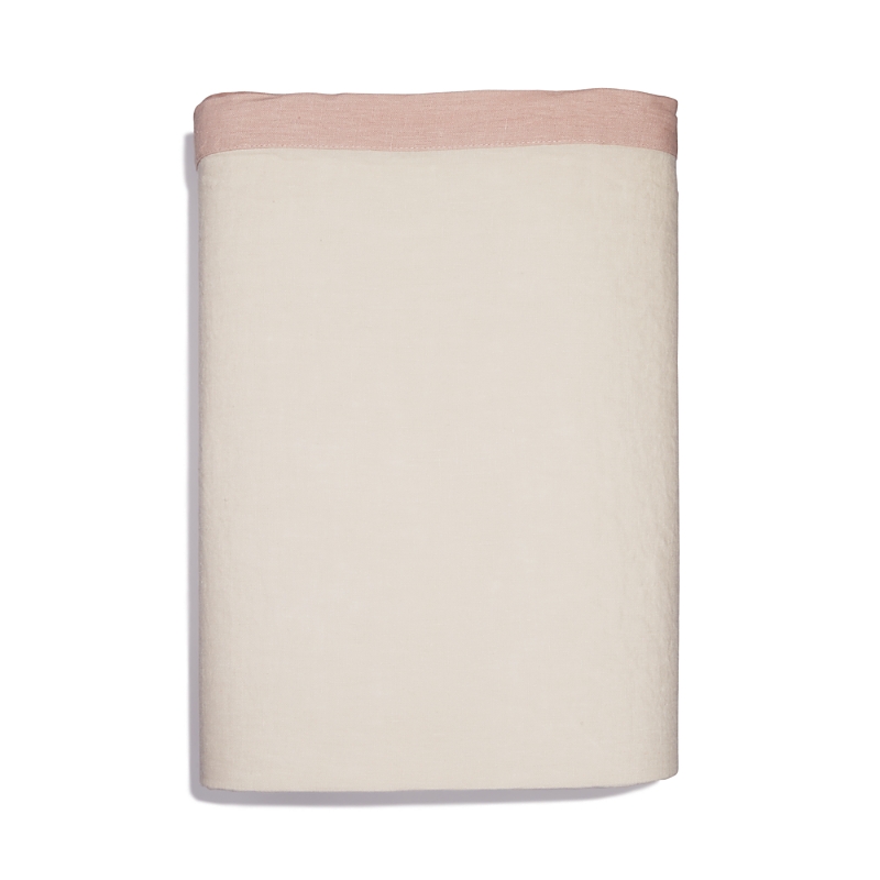 Amalia Home Collection Stonewashed Linen Queen Flat Sheet - Exclusive In Natural/pink