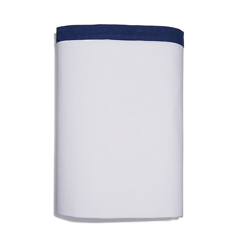 Amalia Home Collection Stonewashed Linen King Flat Sheet - Exclusive In White/navy